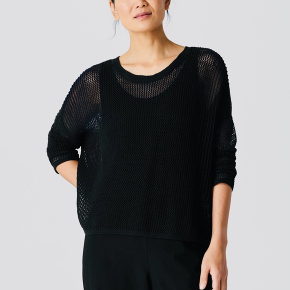 Eileen Fisher Organic Linen Boxy Knit Sweater - Picture 9 of 10
